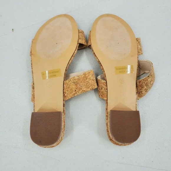Lulu's Women's Decker Cork Slide‎ Peep Toe Sandals Size 10 - Picture 11 of 12